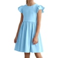 thumbnail image 2 of Ruyang Toddler Girls Solid Dresses Ruffle Fly Sleeve Crewneck A-line Tank Dresses Summer Casual Beach Vacation Midi Dresses, 2 of 9