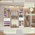 thumbnail image 3 of Homieasy Adjustable Walk-in Closet System, 10.7FT (72"-128.6") with 4 Wooden Drawers, 6 Hanging Rods, 3-Tier Shoe Rack & Grid Cubes, Heavy-Duty 1000LBS Capacity for Bedroom Organization，White, 3 of 7