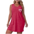 thumbnail image 2 of Sakmal Sleeveless Moo Moos for Women Heart Print Sleep Tank Crew Neck Cute Ladies Nightgown XL, 2 of 5
