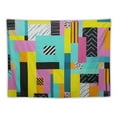 thumbnail image 5 of ONETECH  Geometric Tapestry Twin Size, Memphis Hipster Pattern Abstract 80s and 90s Period Inspired Geometric Shapes, Wall Hanging Bedspread Bed Cover Wall Decor, Pink Green, 5 of 7