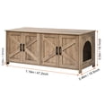 thumbnail image 3 of Cat Litter Box Enclosure for 2 Cats, Litter Box Furniture Hidden with Double Rooms, Wooden Cat Box Cabinet Fit Most of Litter Box, 47.2"L x 18.5"W x 19.7"H, Greige, 3 of 6