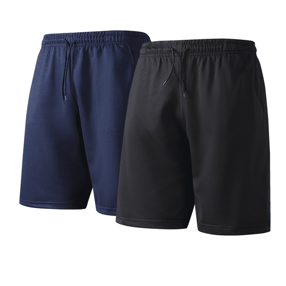 LSYTQRW Men's 2-Pack Athletic Gym Shorts Workout Running Hiking Casual Activewear Black/Navy L