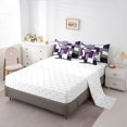 thumbnail image 5 of Homewish Modern Geometric 7-Piece Bedding Comforter Set,Patchwork Square King Bedding Sets,Purple White Gray Bed Sheets For Men Women,Breathable Home Decor, 5 of 8