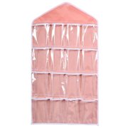 FZFLZDH 3Pcs 16 Pockets Clear Over Door Hanging Bag Shoe Rack Hanger Underwear Socks Bra Closet Storage Tidy Organizer(Pink+Blue+Green)