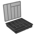 thumbnail image 3 of 2Pcs Silverware Organizer with Lid, Covered Utensil Tray for Kitchen Drawer and Countertop, Plastic Cutlery and Flatware Storage Box for Spoons Forks Knives Holder Case, 6 Compartments, 3 of 4