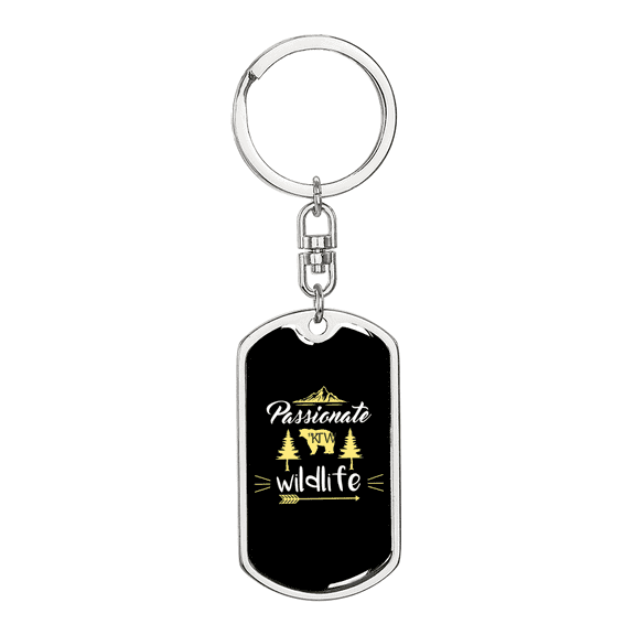 Passionate For Wildlife Stainless Steel or 18k Gold Premium Swivel Dog Tag Keychain
