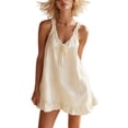 thumbnail image 2 of Bxsruta Womens Summer Sundress Casual V Neck Flowy Pleated Mini Dresses, 2 of 5
