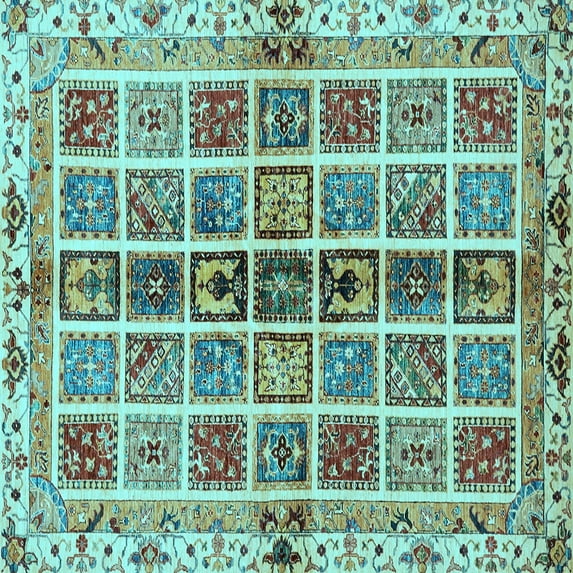 Ahgly Company Indoor Square Abstract Light Blue Modern Area Rugs, 6' Square