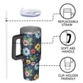 thumbnail image 4 of 40oz Pioneer Flower Floral Print Pattern Insulated Tumbler with Handle, BPA-Free Leak Proof Lid and Straws, Double Wall Vacuum, Hot 12h/Cold 34h, 4 of 6