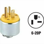 Leviton Commercial Armored Ground/Straight Blade Plug 6-20P 18-12 AWG 2 Pole 3 Wire