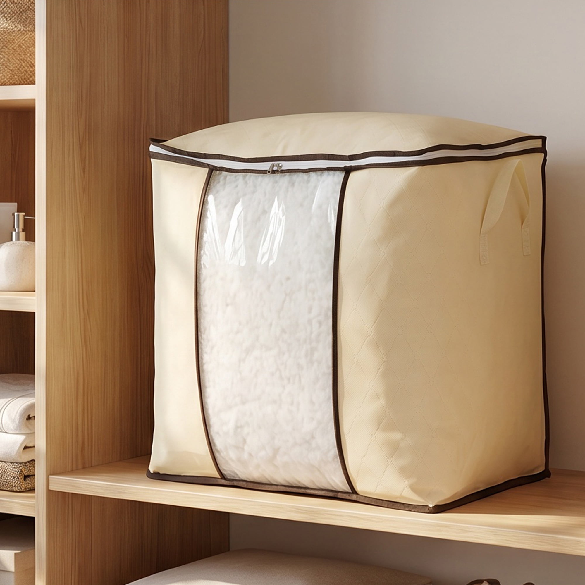 Unique Bargains Moistureproof Storage Sack Portable Side Carry Bag Beige 18.9"x11.0"x19.7"