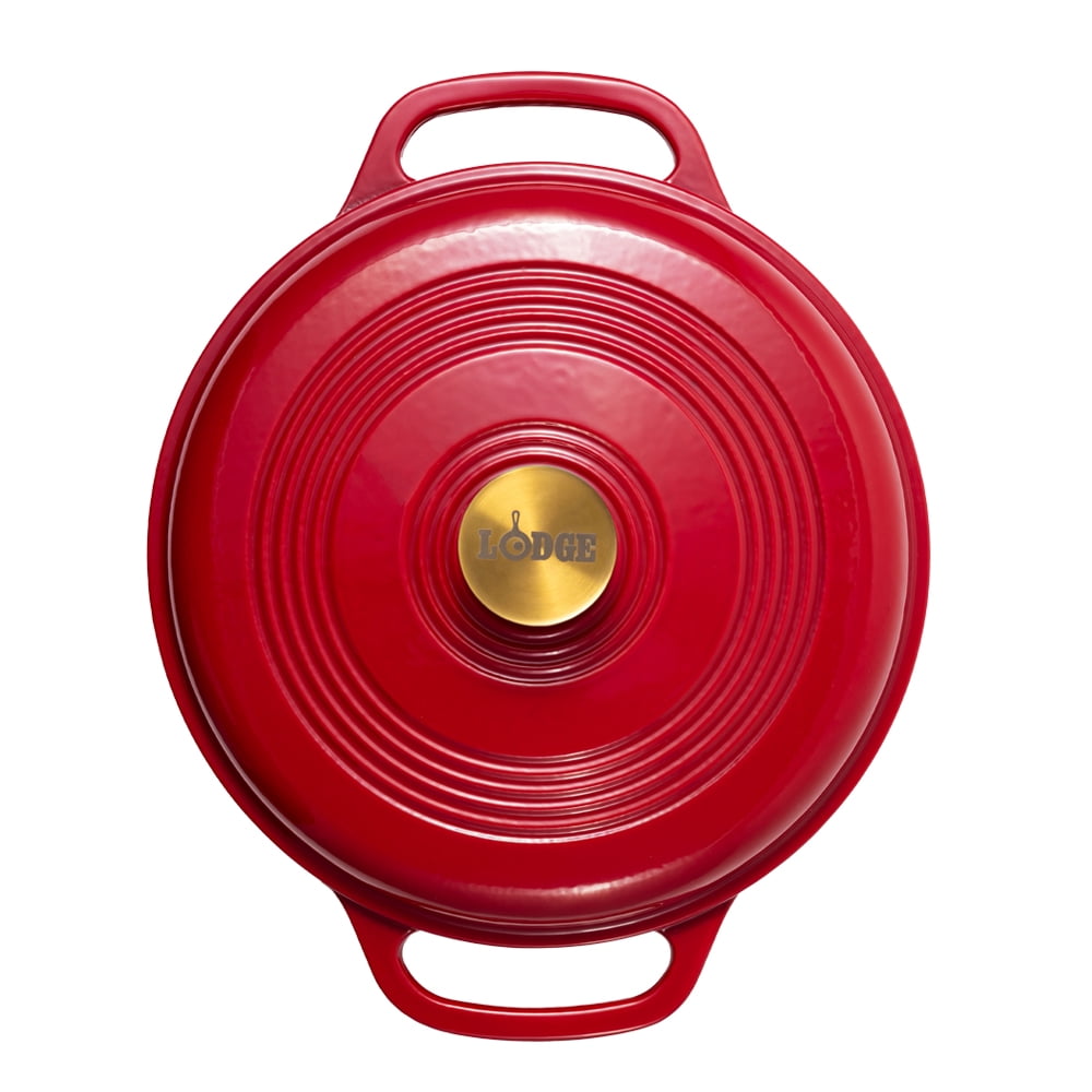 Lodge Cast Iron 6QT Ruby Enamel Dutch Oven with Gold Knob