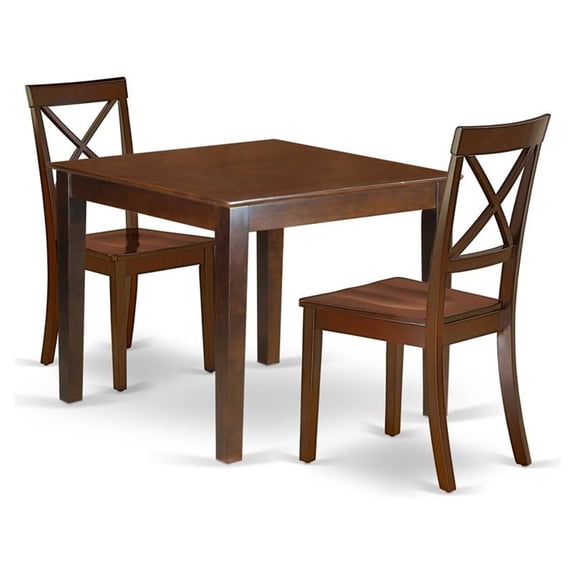 Pemberly Row 3-piece Wood Dining Set with Square Table in Mahogany