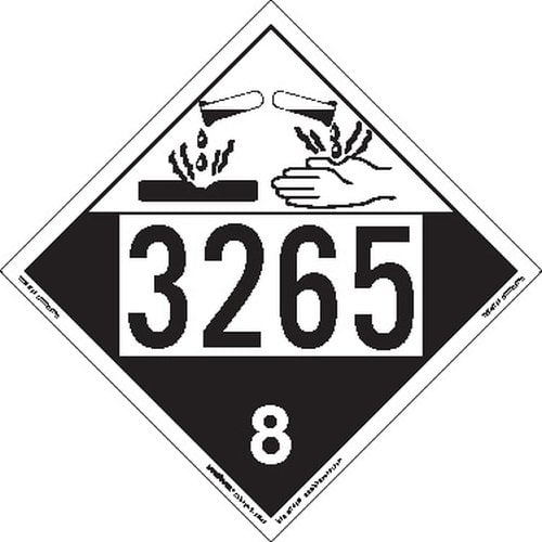 Labelmaster ZEZ43265 UN 3265 Corrosive Hazmat Placard, E-Z Removable Vinyl (Pack of 25)