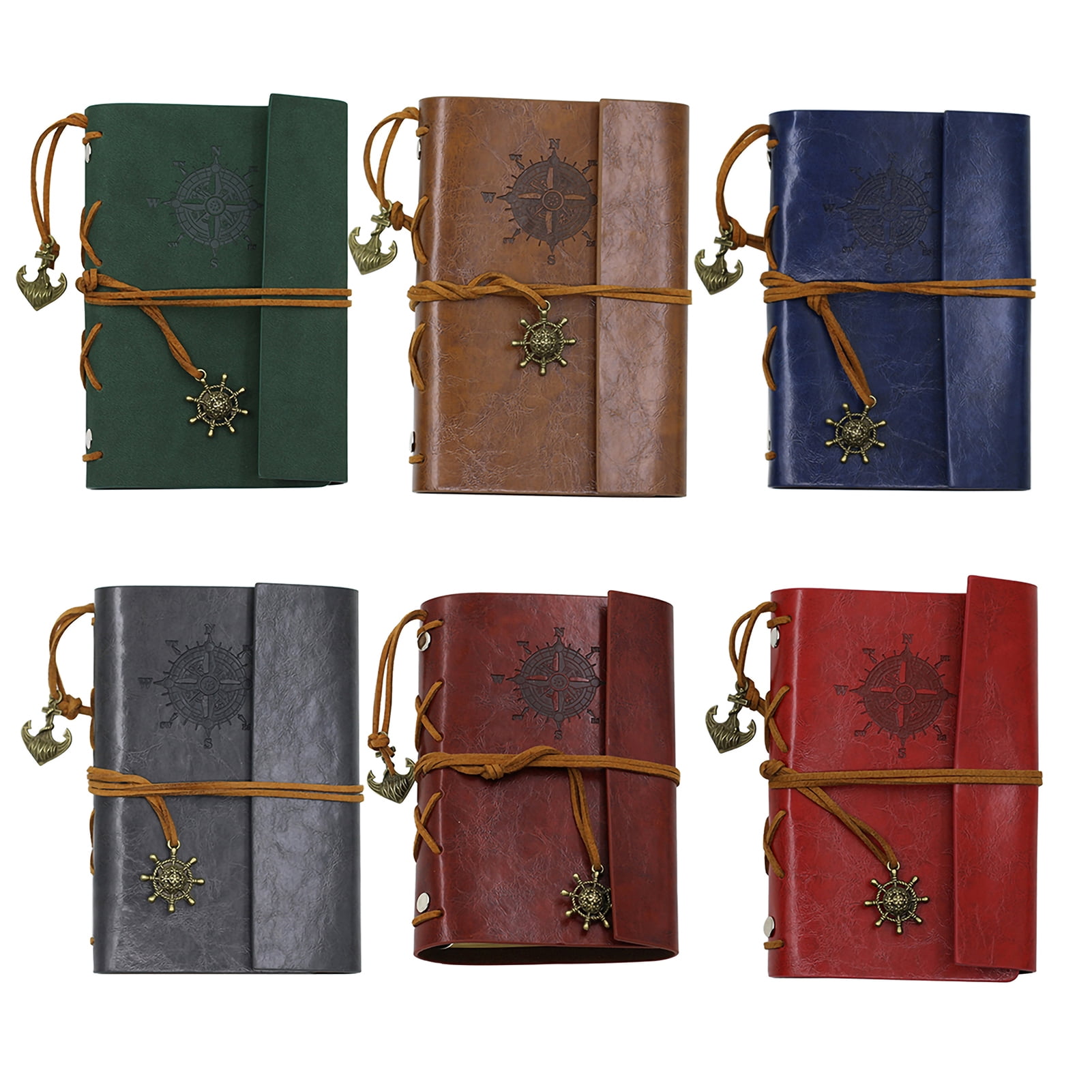 Yesbay Retro Anchor Faux Leather Cover Notebook Journal Diary Blank String Nautical,Notebook-Dark Green