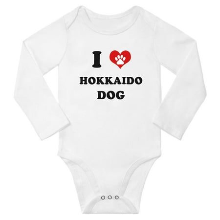

I Heart Hokkaido Dog Baby Long Rompers (White 3-6 Months)