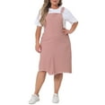 thumbnail image 2 of Agnes Orinda Women's Plus Size Easter Overall Dresses Sleeveless Frayed Adjustable Strap Irregular Hem Denim Dress 3X Pink, 2 of 6