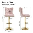 thumbnail image 3 of Velvet Gold Bar Stools Set of 2 Modern Counter Height Bar Stools with Lion Pull Ring Tufted Back, Nailhead Upholstered Barstools for Home Kitchen Island, Swivel Adjustable Stool Chair in Pink, 3 of 9
