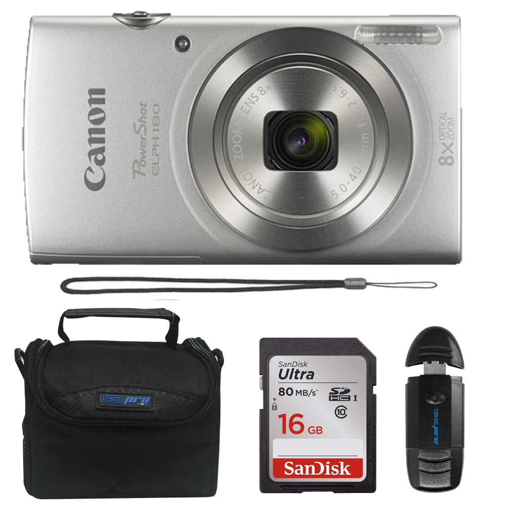 Canon PowerShot ELPH 180 Digital Camera (Silver) + BuzzPhoto Kit