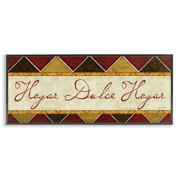 Stupell Industries Hogar Dulce Hogar Patrón Tradicional Signs and Rules Painting Black Framed Art Print Wall Art, 24 x 10