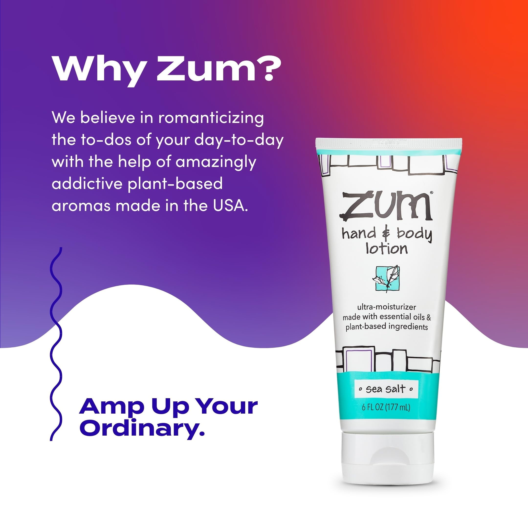 Zum by Indigo Wild Hand & Body Lotion - Natural Hand Lotion for Dry Hands - Body Lotion for Women & Men - Body Moisturizers Include Shea Butter, Jojoba Oil & More - Sea Salt Scent - 6 fl oz (2 Pack)