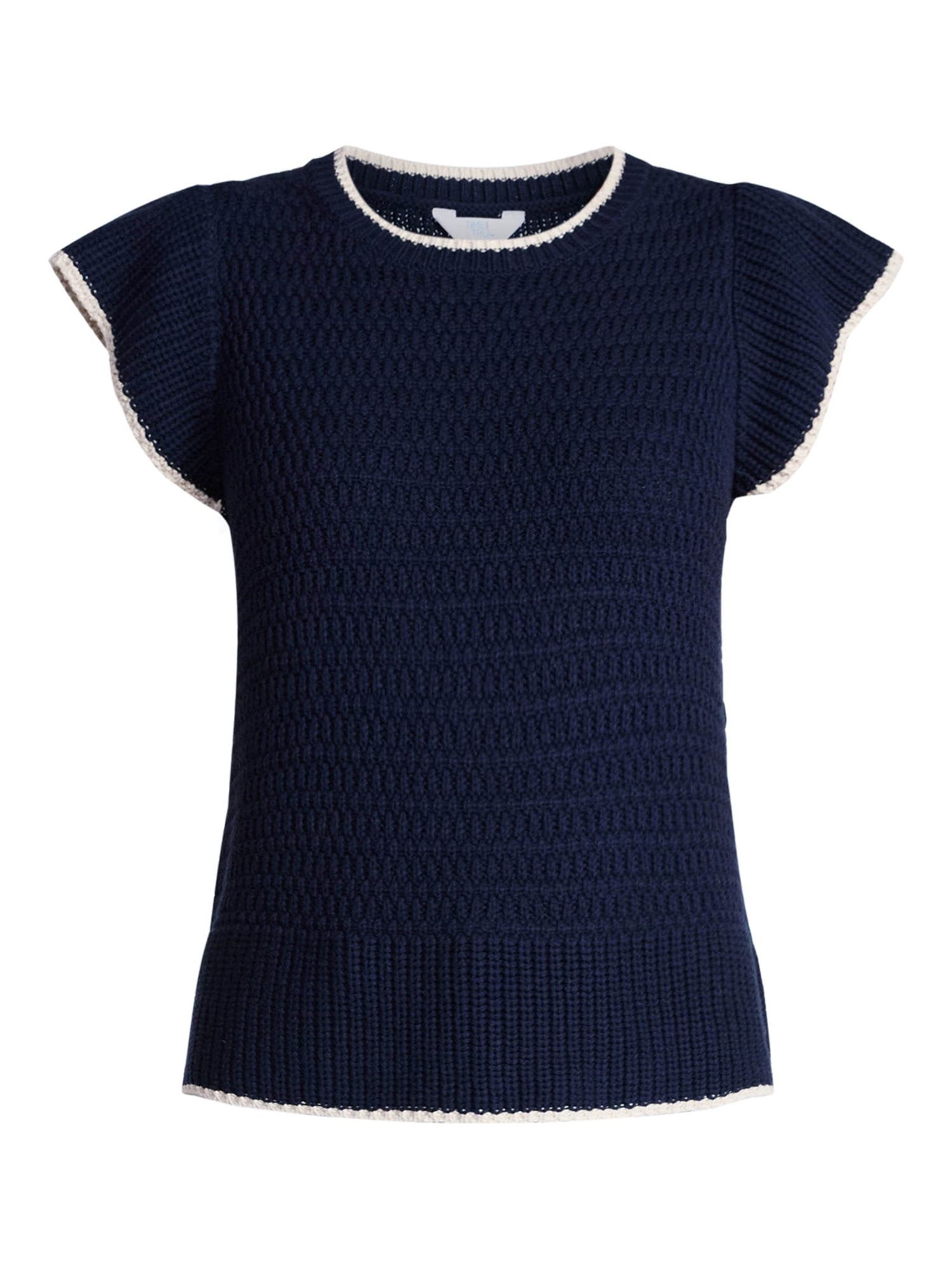 Time and Tru Women's Flutter Sleeve Sweater, Lightweight, Sizes XS-XXXL