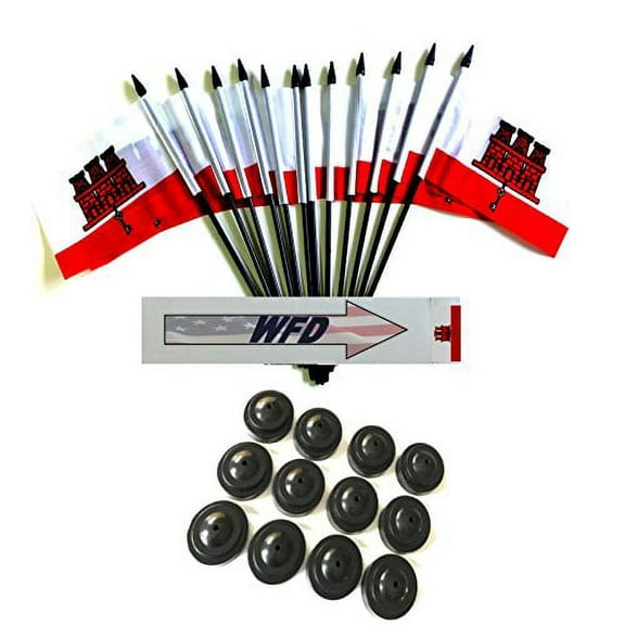 Pack of 12 4"x6" Gibraltar Polyester Miniature Office Desk & Little Table Flags, 1 Dozen 4"x 6" Gibraltar Small Mini Handheld Waving Stick Flags with 12 Flag Bases (Flags with Stands)