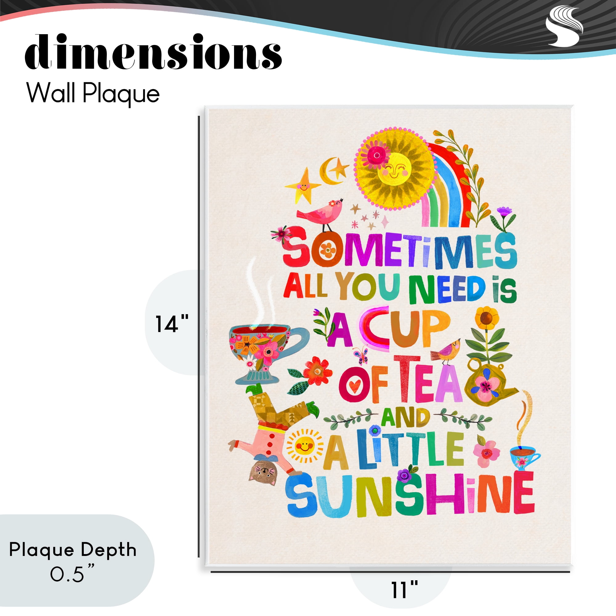 Stupell Industries Cup Of Tea & Sunshine Wall Plaque Art, design by Katherine Herrell Studio