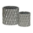 thumbnail image 2 of Urban Trends Collection 45914 Ceramic Cylindrical Pot with Wide Mouth & Embossed Wave Design Body, Silver - Set of 2, 2 of 3