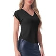 thumbnail image 4 of INSPIRE CHIC Women's Sleep T-Shirt V-Neck Pajamas Top for Nightwear Loungewear M Black, 4 of 6