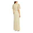 thumbnail image 2 of ADRIANNA PAPELL Womens Gold Pleated Zippered Slitted Lined Flutter Sleeve Surplice Neckline Full-Length Formal Gown Dress 2, 2 of 3