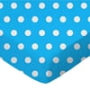 SheetWorld Fitted 100% Cotton Percale Play Yard Sheet Fits BabyBjorn Travel Crib Light 24 x 42, Polka Dots Turquoise