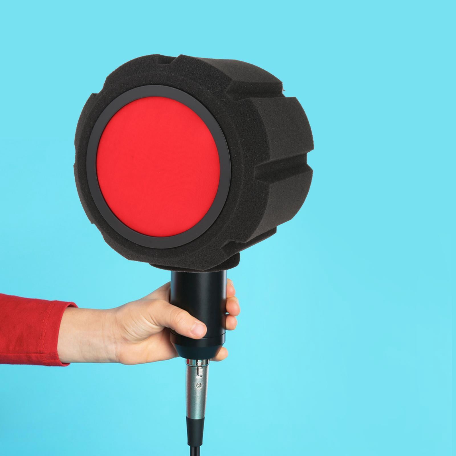 Sound Absorbing Microphone Screen Acoustic Sponge Portable Acoustic Filter Foam Cover Microphone for Outdoor Red