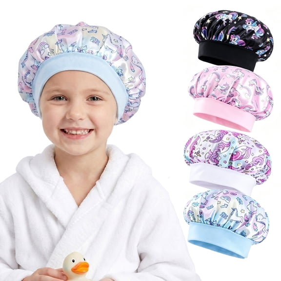 Zzjniupiyyds 4 Pcs Baby Bonnet Toddler Bonnet, Kids Adjustable Polyester Satin Sleep Cap for Girls