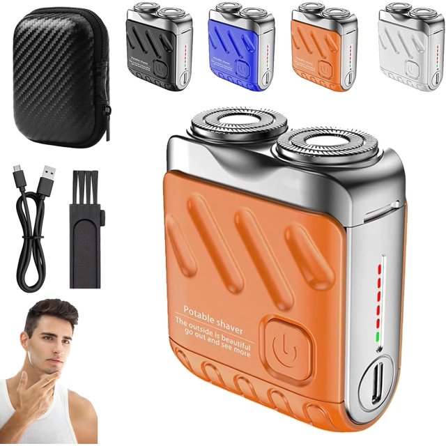 Meigline Mini Shaver, Meigline Shaver Mini Electric Razor, Minis Electric Explosive Shavers, Beard Shavers Minis and Portable Suitcase Design, Ipx7 Waterproof, for Men Home Travel (1PC*Orange)