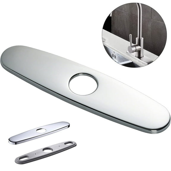 Faucet Cover Plate,Stainless Steel Deck Plate for Kitchen Sink Faucet Single Hole or Bathroom Faucet 1-3 Hole Faucet Hole Cover Round 10 Inch (Silver)