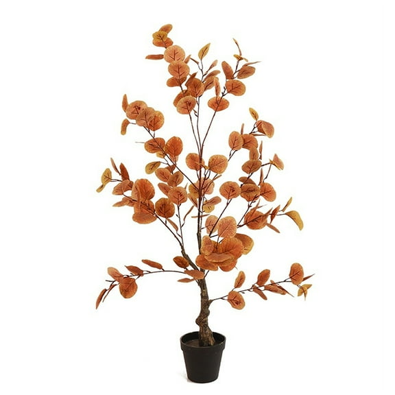 Gravee Artificial Fall Eucalyptus Tree Thanksgiving Decor,Artificial Faux Autumn Ficus Tree Decor For Porch Fireplace Front Indoor Party Decoration
