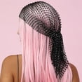 thumbnail image 4 of Eoperou Rhinestone Hat Elastic Snood Scarf Cap Mesh Hollow Out Fishnet Pirate Hat Prom Ball Masquerade Cosplay Headband, 4 of 8