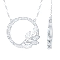 Rosec Jewels Certified Moissanite Eternity Necklace, Nature Inspired Necklace (D-VS1 Quality), 18K White Gold