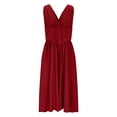 thumbnail image 1 of Vestido de Espalda Abierta para las Mujeres Cuello Sling Detalle de Encaje, Sólido Y Cuadrado Impresión Vestido sin Mangas Casual, 1 of 7