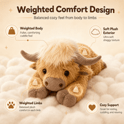 Highland Cow Weighted Stuffed Animal with Microwavable Heating Pad, Soft Fluffy Highland Cow Plush, Heatable Coolable Gift