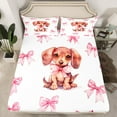 thumbnail image 2 of Erosebridal Pink Bow-Tie Twin Sheet Sets, Dachshund Bedding Twin Size, Kawaii Wildlife Decor, 2 of 7