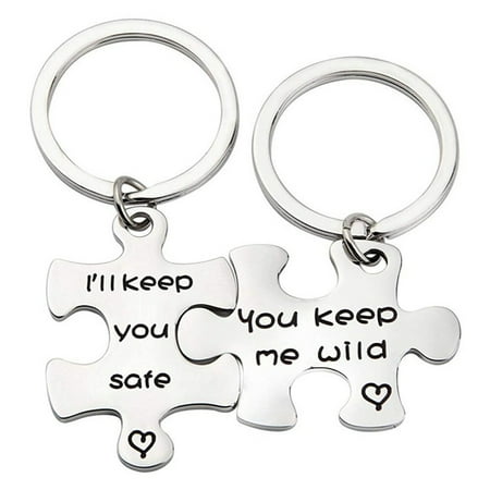 

2 Pcs 1 Set Jigsaw Crafted Car Pendants Decorative Bag Pendants (Sliver)