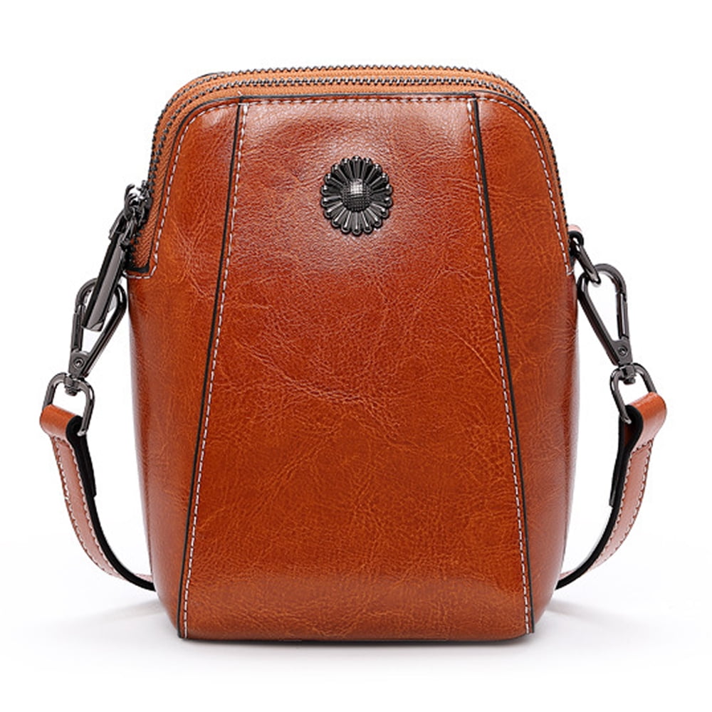 Genuine leather cell phone crossbody bag hotsell