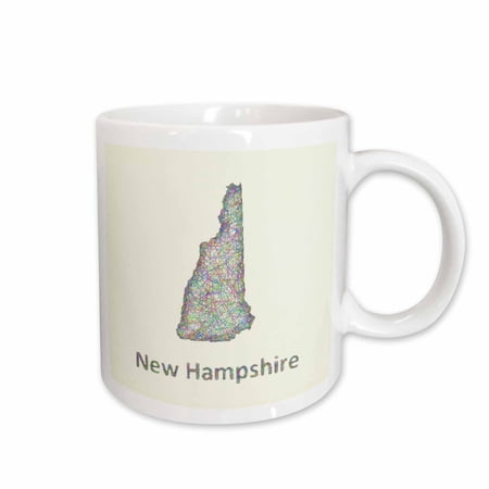 3drose, New Hampshire State Map - Colorful Line Art Graphic Design, 15oz Mug
