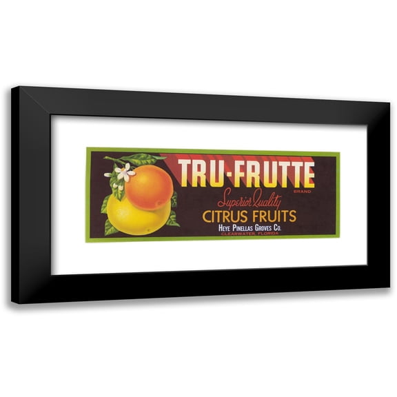 Anonymous 14x8 Black Modern Framed Museum Art Print Titled - Tru-Fruits Brand Citrus Fruit Label (1930-1950)