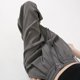 thumbnail image 2 of Pantalones de pierna ancha de verano para mujer, pantalones de traje finos y holgados de cintura alta, pantalones casuales rectos con cordón y doble botón para mujer, 2 of 3
