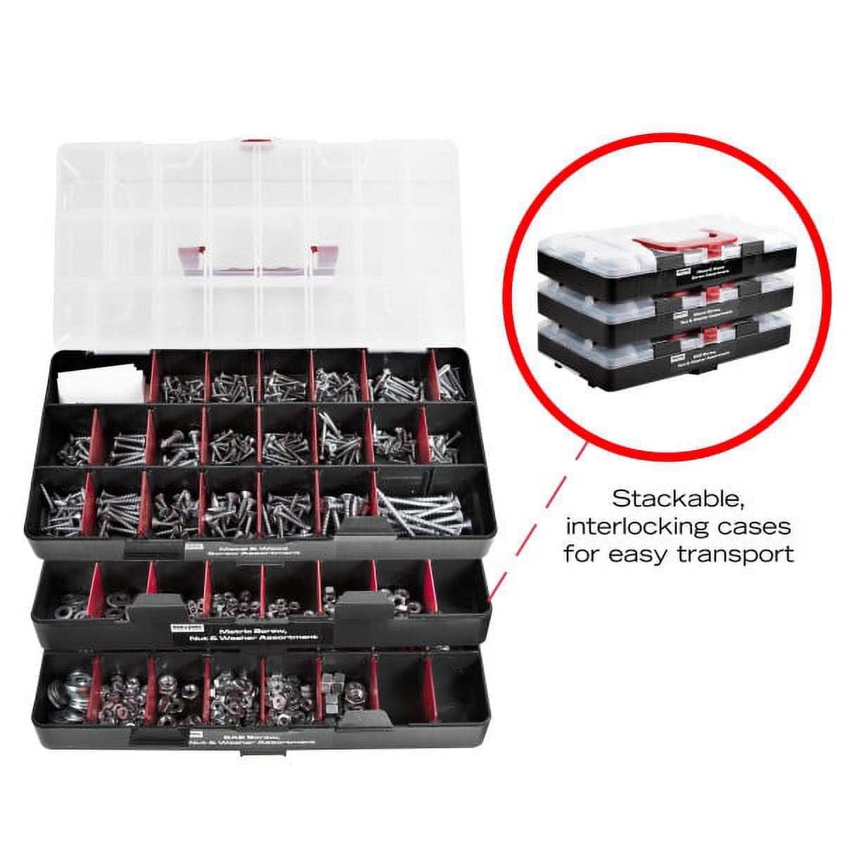 Bulldog Hardware 1,300-Piece Steel Fastener Kit with Organizer Case