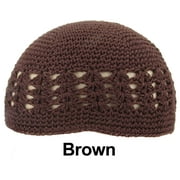 Brown KUFI Crochet Beanie Skull Cap Knit Hat Muslim Islamic Prayer New 100% Cotton