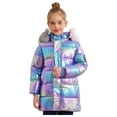 thumbnail image 2 of Yhong Kids Girls Shiny Metallic Hooded Down Jacket Winter Coat Parka Waterproof Windproof Puffer Jacket Snow Outwear Purple 120/6-7Y/M, 2 of 7